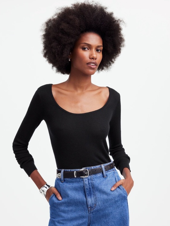 Madewell Tops - Madewell Merino Wool Silk Blend Scoopneck Sweater Slim Fit